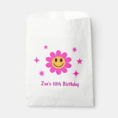 レトロな笑顔のピンクの花の女の子の誕生日 フェイバーバッグ (正面)