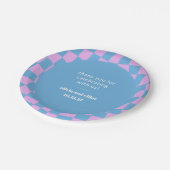 レトロな紫のチェック柄 カスタム カップルシャワー ペーパープレート (アングル)