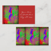 レトロな紫ヒッピーの人魚の赤 名刺 (正面/裏面)