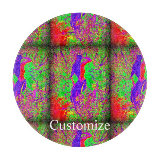 レトロな紫ヒッピーの人魚  カッティングボード (正面)