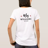 レトロな結婚しました Mr. and Mrs. ピンク 赤 & 白 Tシャツ (裏面)