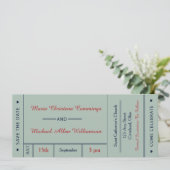 レトロな結婚式のチケット Save The Date アナウンス 招待状 (スタンド正面)