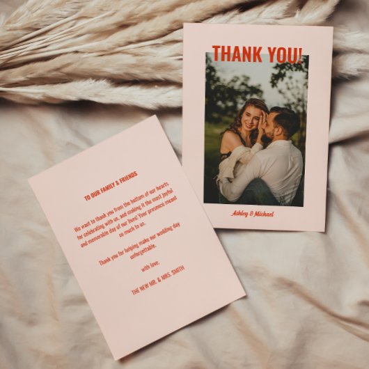 レトロな結婚式の写真 サンキューカード