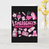 レトロな緊急治療室のピンクのバレンタイン看護師 カード (黄色い花)