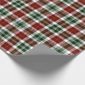 レトロな緑と赤のクリスマスと新年のタータン・プレイド ラッピングペーパー (角)