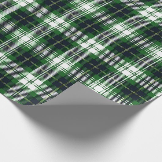レトロな緑と青のクリスマスと新年のタータン・プレイド ラッピングペーパー (角)