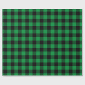 レトロな緑と黒のクリスマスホリデータルタンチェック ラッピングペーパー (フラット)