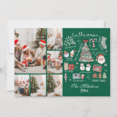レトロな緑のクリスマスの季節の6枚の写真 シーズンカード (正面)