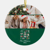 レトロな緑のクリスマスの季節 セラミックオーナメント (正面)