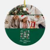 レトロな緑のクリスマスの季節 セラミックオーナメント (裏面)