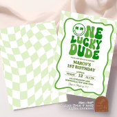 レトロな緑の波打つパトリックの日誕生日 招待状