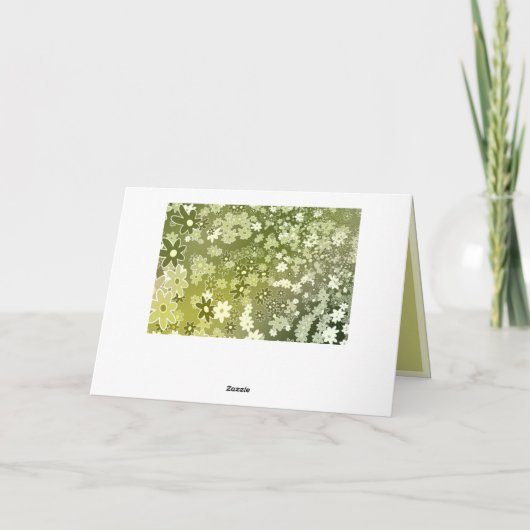 レトロな緑の花の葉 カード (裏面)