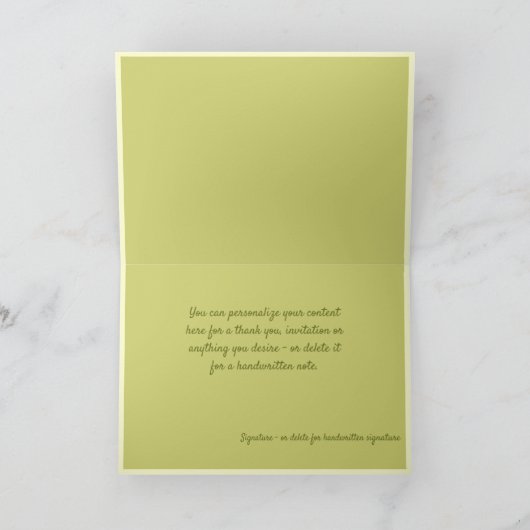 レトロな緑の花の葉 カード (内部)