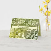 レトロな緑の花の葉 カード (黄色い花)