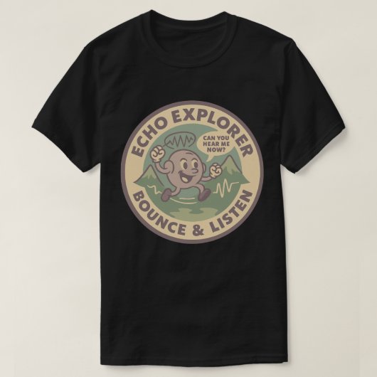 レトロな聴覚探検家 楽しい Tシャツ (デザイン正面)