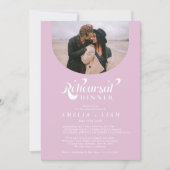 レトロな脚本の写真 ラベンダーピンクのリハーサルディナー 招待状 (正面)