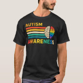 レトロな脳の認知症 自閉症の認知度アップ Tシャツ (正面)