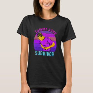 レトロな腹痛サバイバーのお腹をサポート Tシャツ