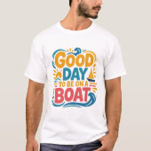 レトロな航海風の太陽とヨットのグラフィック Tシャツ (正面)
