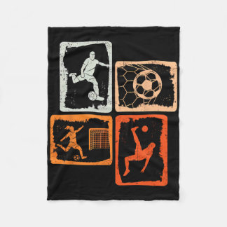 レトロな色のサッカー フリースブランケット
