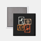 レトロな色のサッカー マグネット (正面/裏面)
