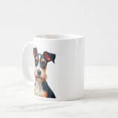 レトロな色使いの愛犬の肖像画イラスト T コーヒーマグカップ (正面左)