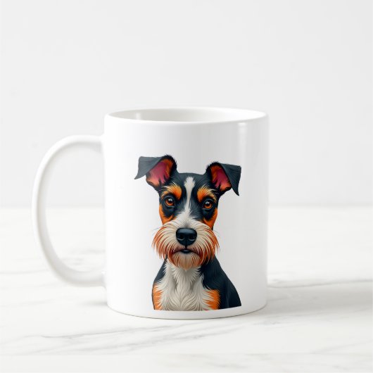 レトロな色使いの愛犬の肖像画イラスト T コーヒーマグカップ (左)
