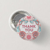 レトロな花と渦巻き模様をありがとう 缶バッジ (正面&裏面)