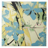 レトロな花と青 タイル (正面)