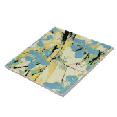 レトロな花と青 タイル (側面)