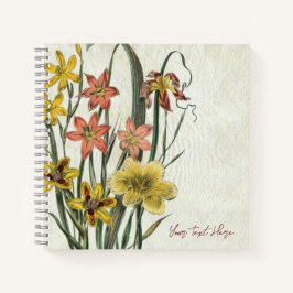 レトロな花のイラスト ノート - Rustic Flowers
