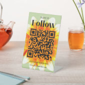 レトロな花のソーシャルメディアフォロワーQRコード 台座サイン (インサイチュ)