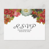 レトロな花の秋の結婚式RSVP ポストカード (正面)