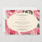 レトロな花柄ピンクの多目的招待カード 招待状 (裏面)