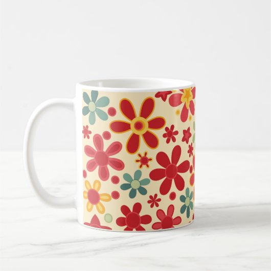 レトロな花柄 コーヒーマグカップ (左)