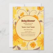 レトロな花 - イエロー、オレンジ、モカムース 招待状 (正面)