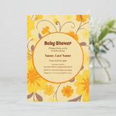 レトロな花 - イエロー、オレンジ、モカムース 招待状 (スタンド正面)