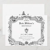 レトロな芸術的な線画 招待状 (正面/裏面)