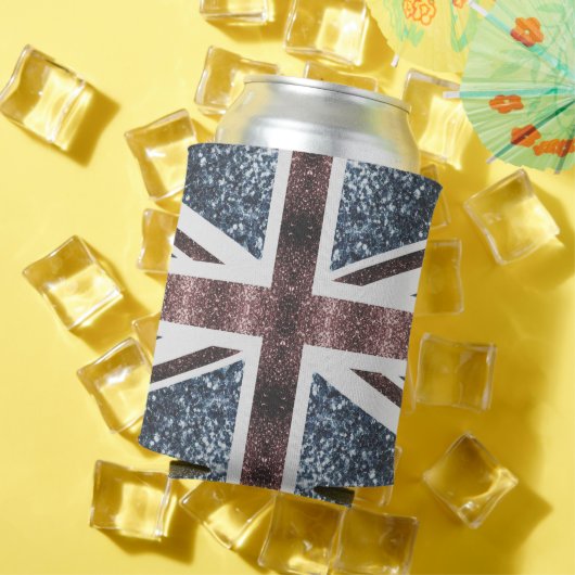 レトロな英国の旗 赤と青のスパークル グリッター 缶クーラー (インサイチュ 夏)