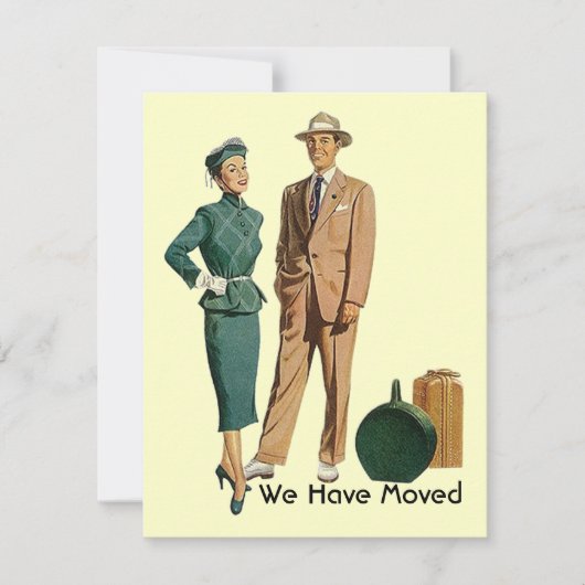 レトロな荷造り完了! お引越しのお知らせ 案内状 (正面)