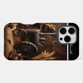 レトロな蒸気機関車の静物画 iPhoneケース (裏面横)