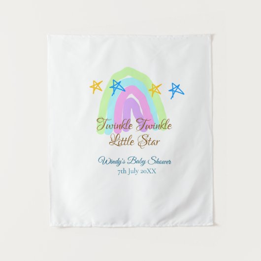 レトロな虹のきらきら星の赤ちゃんシャワー タペストリー (正面)