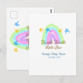 レトロな虹のきらきら星の赤ちゃんシャワー ポストカード (正面/裏面)