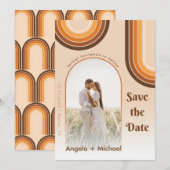 レトロな虹のアーケード写真 ボーホー 70年代 グルーヴィー トレンディ セーブザデート (正面/裏面)