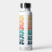 レトロな虹のカスタムウェディング ウォーターボトル (右面)