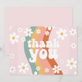 レトロな虹のグリーティングカード ありがとう グルービーワン 招待状 (正面/裏面)