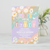 レトロな虹のピープス誕生日招待状 招待状 (スタンド正面)