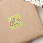 レトロな虹のモダンなハッピーバースデー スクエアシール
