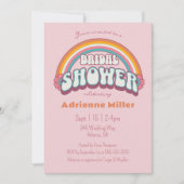 レトロな虹の色のブライズシャワーウェディング 招待状 (正面)