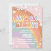 レトロな虹の誕生日招待状 招待状 (正面)